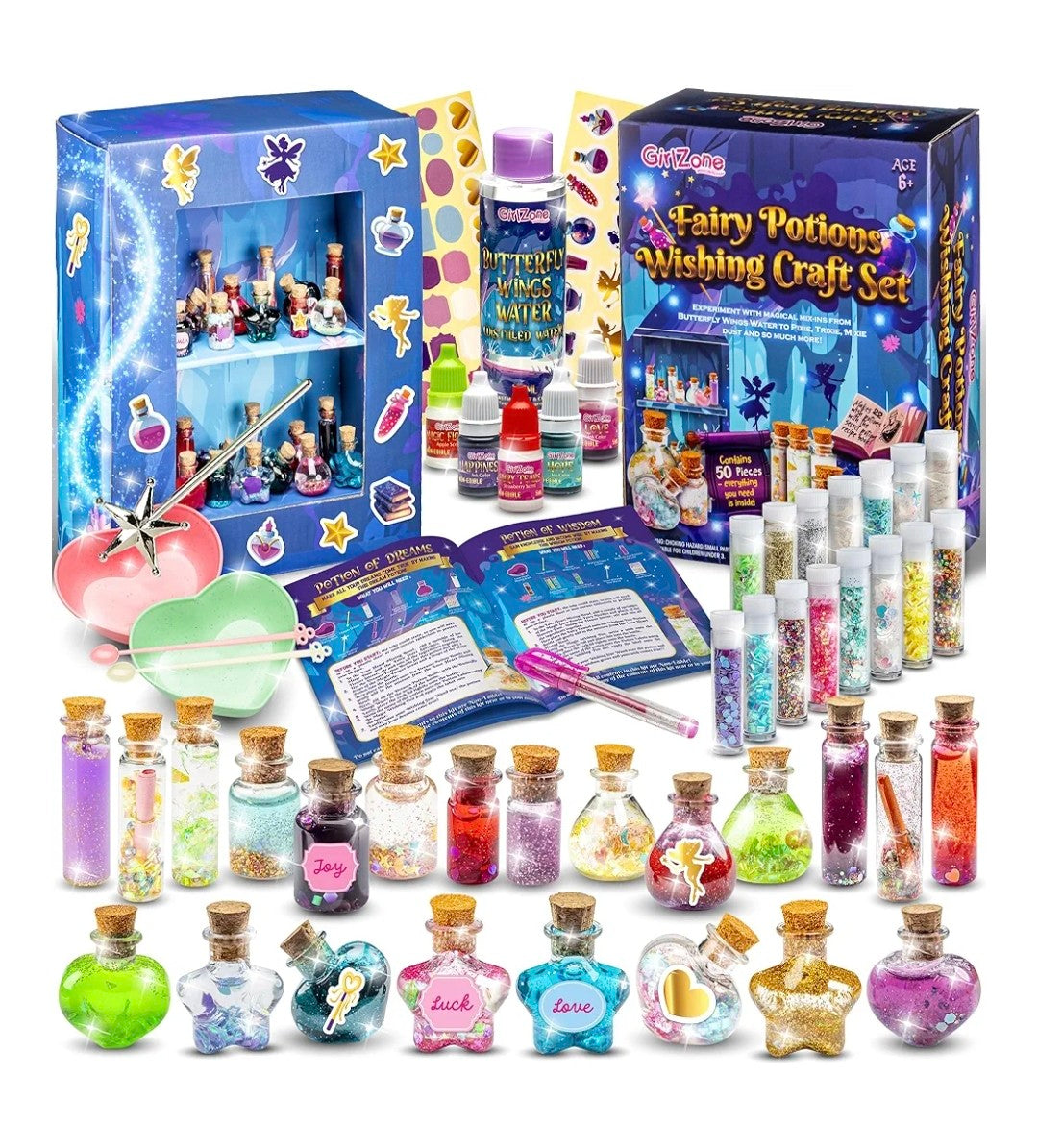 GirlZone Fairy Potions Wishing Craft Set, Kids Potion Making Kit with 50 Magical Pieces to Create Fairy Potion Crafts for Girls 8-12, Fairy Potion Kit