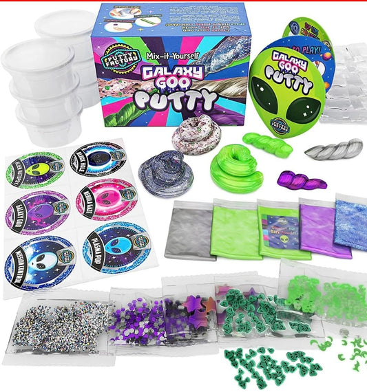 Original Stationery Galaxy Glow in the Dark DIY Bouncing Putty Kit for Kids, 29 Piece Smart Putty Set with Clear Putty and Glow in the Dark Toys