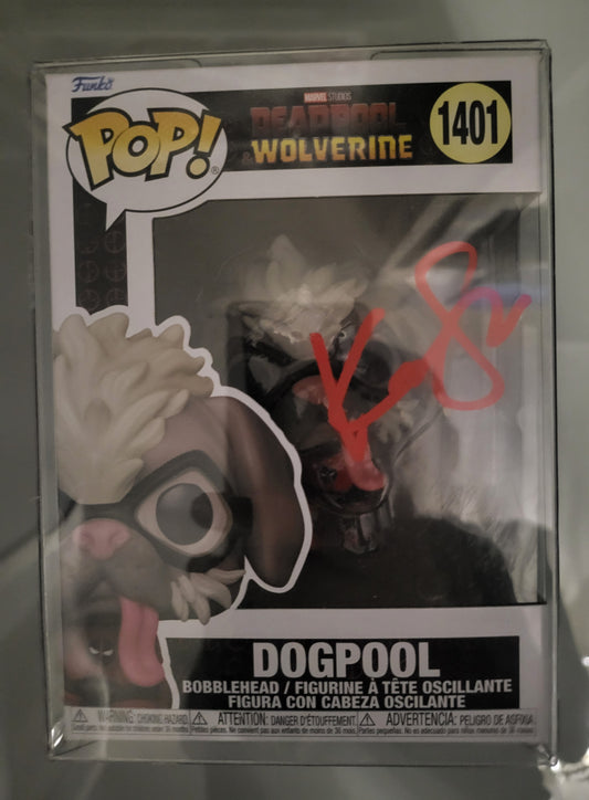 Funko Pop! Deadpool & Wolverine No 1401 Dogpool Signed By Karan Soni with Swau Coa