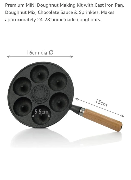 Cast Iron Mini Doughnut Pan with wooden handle