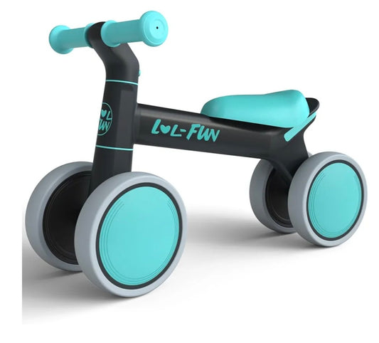 LOL-FUN Baby Balance Bike 1 Year Old, Baby First Bike Birthday Gifts for One Year Old Boys and Girls, Toddler Trike Bicycle for 12-18 Months Baby Walker 4 Wheels, Medium, Aqua