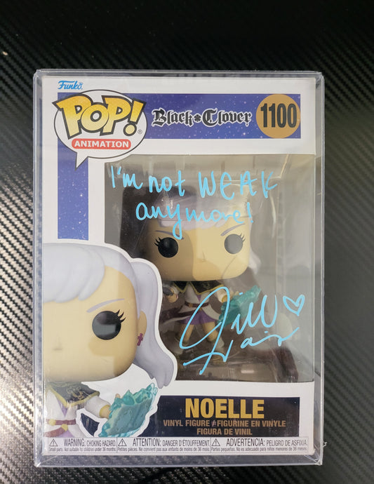 Funko Pop! Black clover no 1100 noelle signed by Jill Harris with (I'm not weak anymore quote) jsa coa authenticity