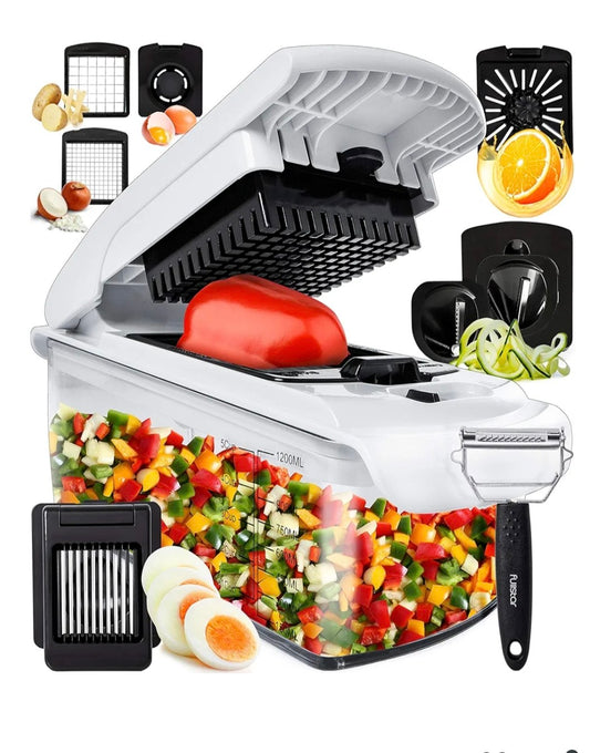 Vegetable Chopper Vegetable Cutter - Veggie Onion Salad Food Chopper Manual - Potato Chipper - Veg Chopper and Dicer - Kitchen Tools & Gadgets (9-in-1