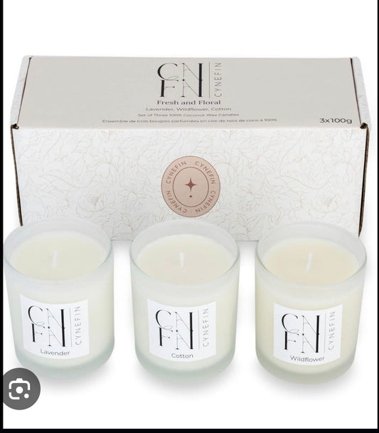 Fresh and Floral Scented Candle Gift Set [] | 100% Coconut Wax Candles | 3 x 100g Scented Candles | 20 Hr Burn Time Per Candle | Perfect Scented Candle Gifts for Women, New Home Gifts/Candle