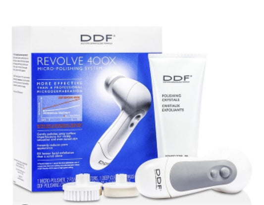 Ddf Revolve 400X Micro-Polishing System: Micro Polisher + Foam Exfoliators + Cleansing Blush + Polishing Crystals + Batteries
