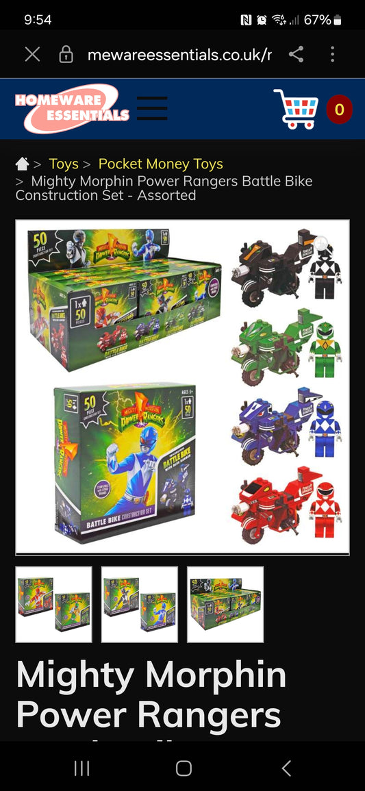 Hasbro Mighty Morphin Power Rangers 50 Piece Battle Bike Construction Sets