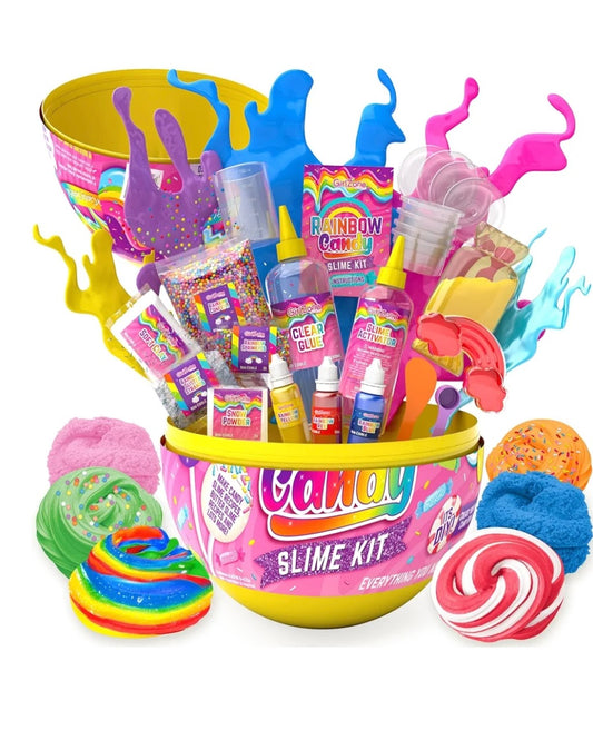 GirlZone Rainbow Candy DIY Slime Kit, Amazing Slime Making Kit to Create Rainbow Slime and Cloud Slime, Exciting Gift Idea & Fun Sensory Toy for Kids